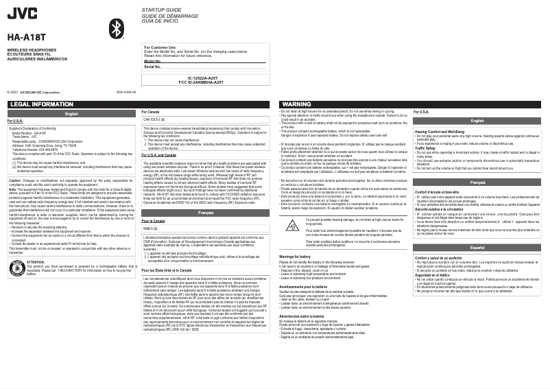 Image de la première page du manuel de l'appareil HA-A18T