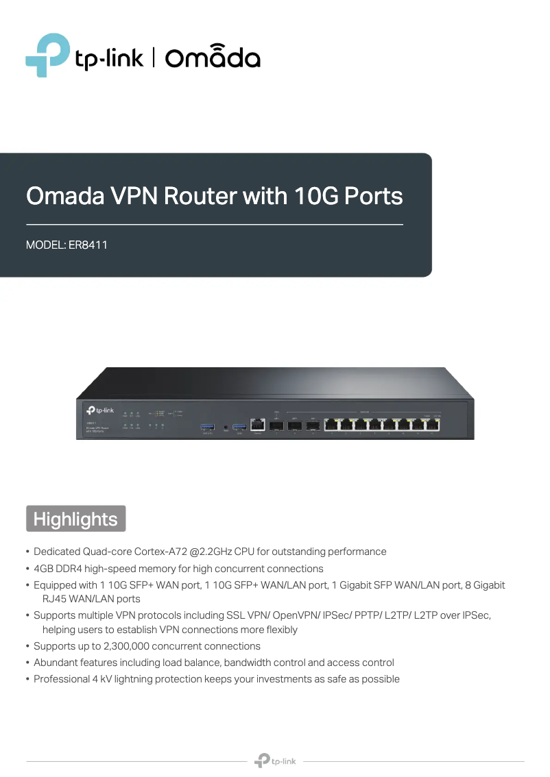 Page 1 de la notice Fiche technique TP-Link Omada ER8411