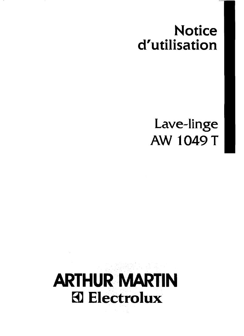 Page n°1 - Manuel utilisateur Arthur Martin-Electrolux AW 1049 T1
