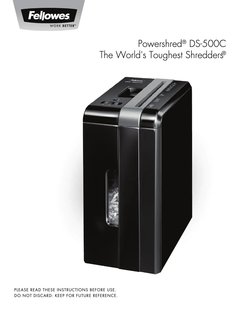 Page 1 de la notice Manuel utilisateur Fellowes Powershred DS-500C