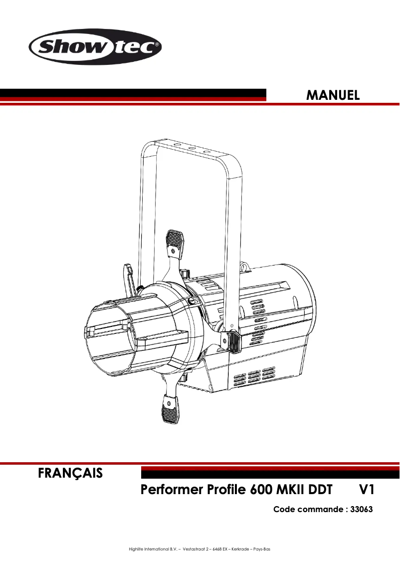 Page n°1 - Manuel utilisateur Showtec Performer Profile 600 DDT