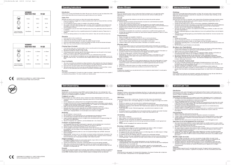 Page n°1 - Manuel utilisateur Rexel V30WS