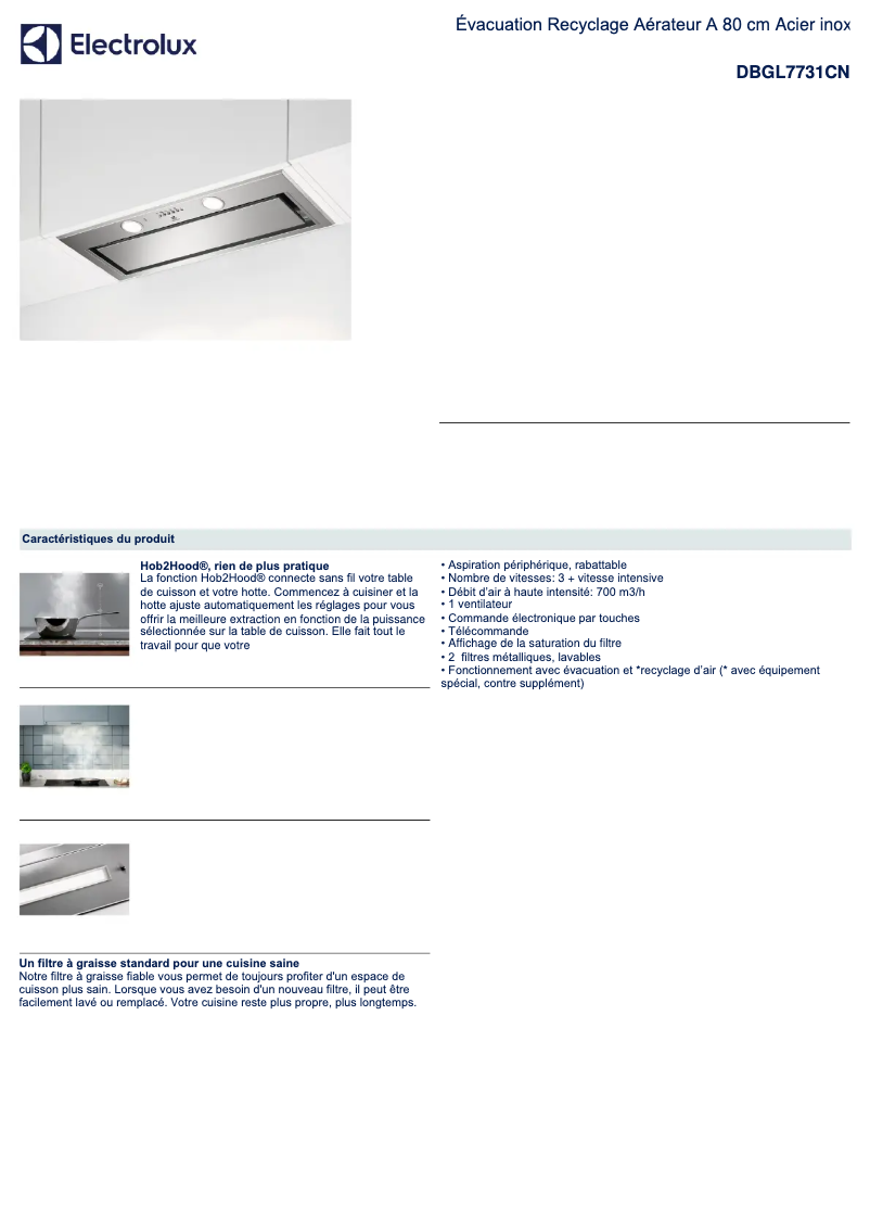 Página 1 del manual Ficha técnica Electrolux DBGL7731CN