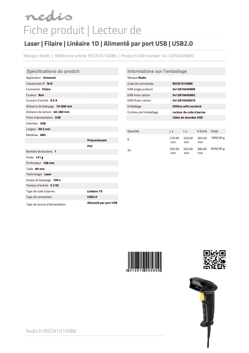 Image de la première page du manuel de l'appareil BSCN1D100BK