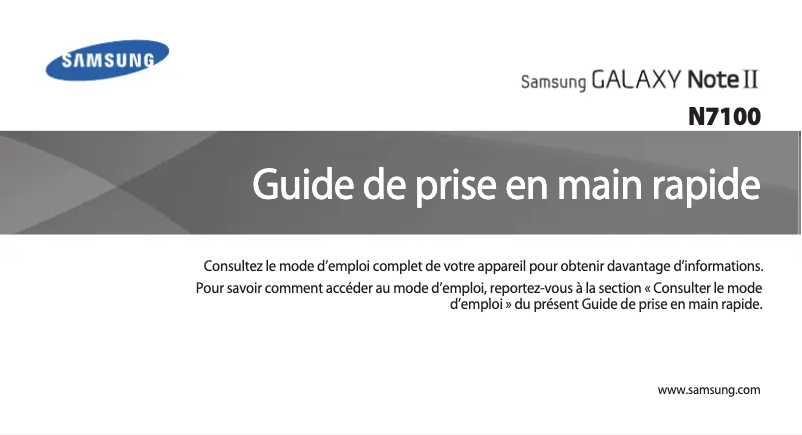 Image de la première page du manuel de l'appareil Galaxy Note 2