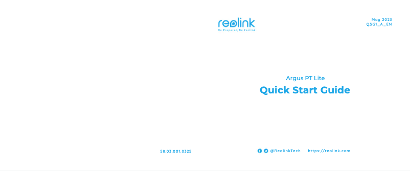 Page n°1 - Manuel utilisateur Reolink Argus PT Lite