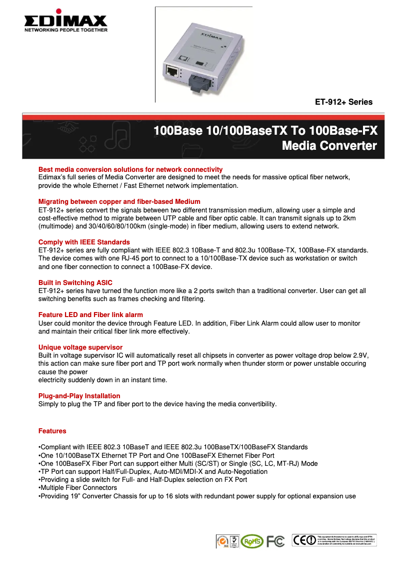 Imagen de la primera página del manual del dispositivo ET-912+ Series