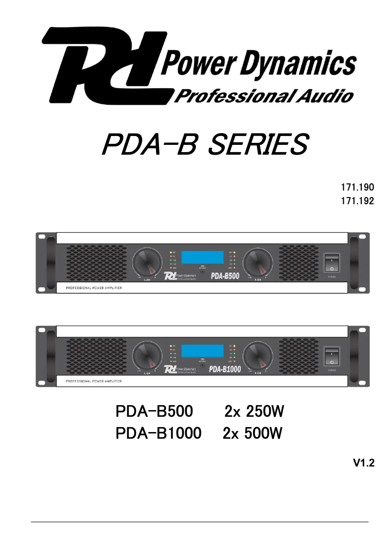 Page 1 de la notice Manuel utilisateur Power Dynamics B-Serie PDA-B1000