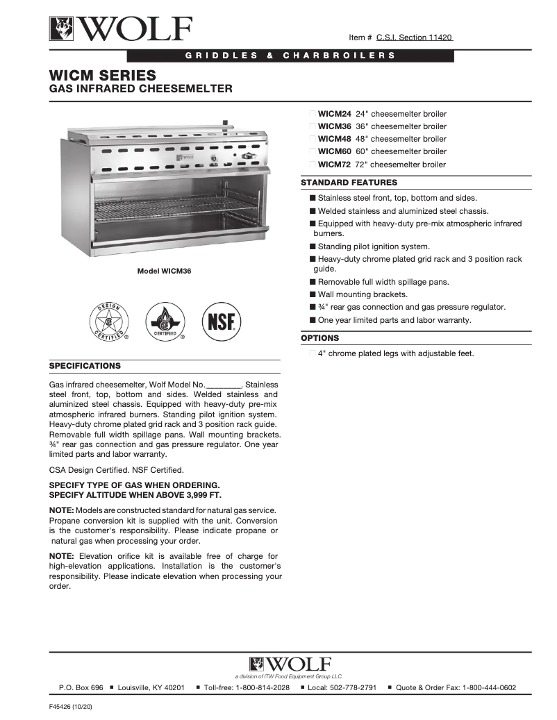 Page 1 de la notice Fiche technique Wolf WICM24