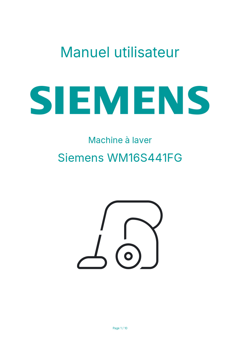 Page n°1 - Manuel utilisateur Siemens WM16S441FG