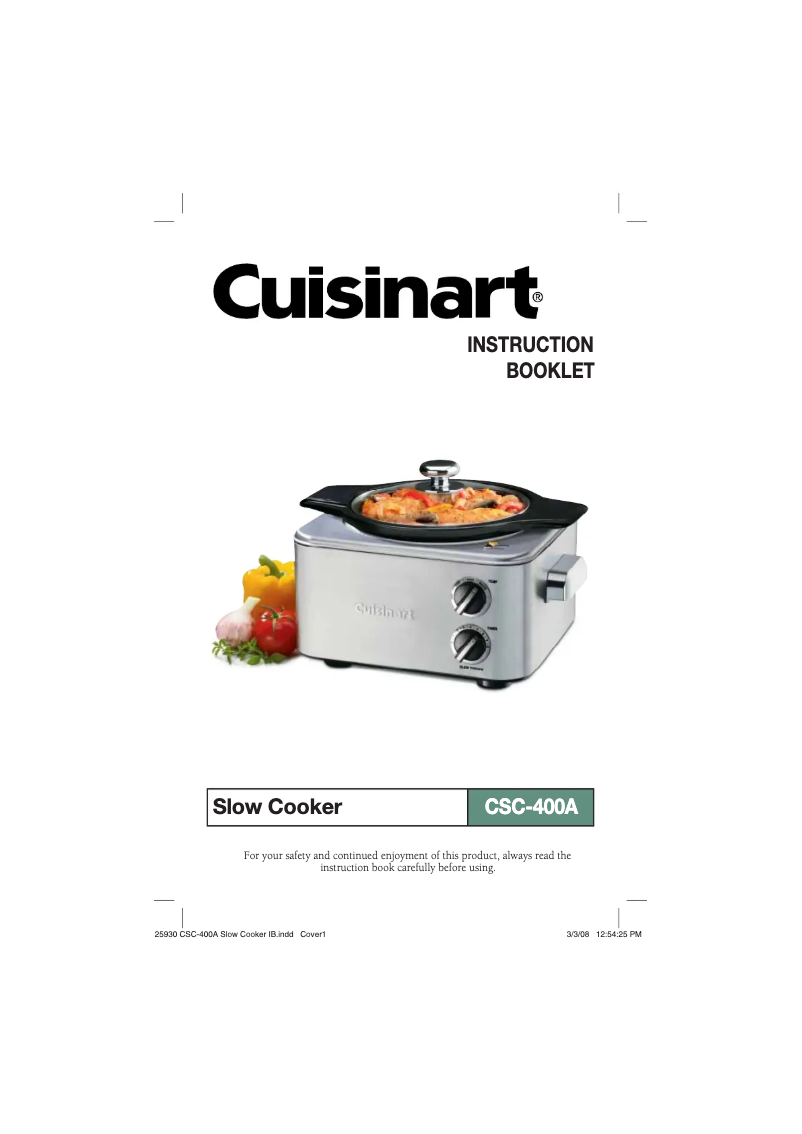 Page n°1 - Manuel utilisateur Cuisinart CSC-400A