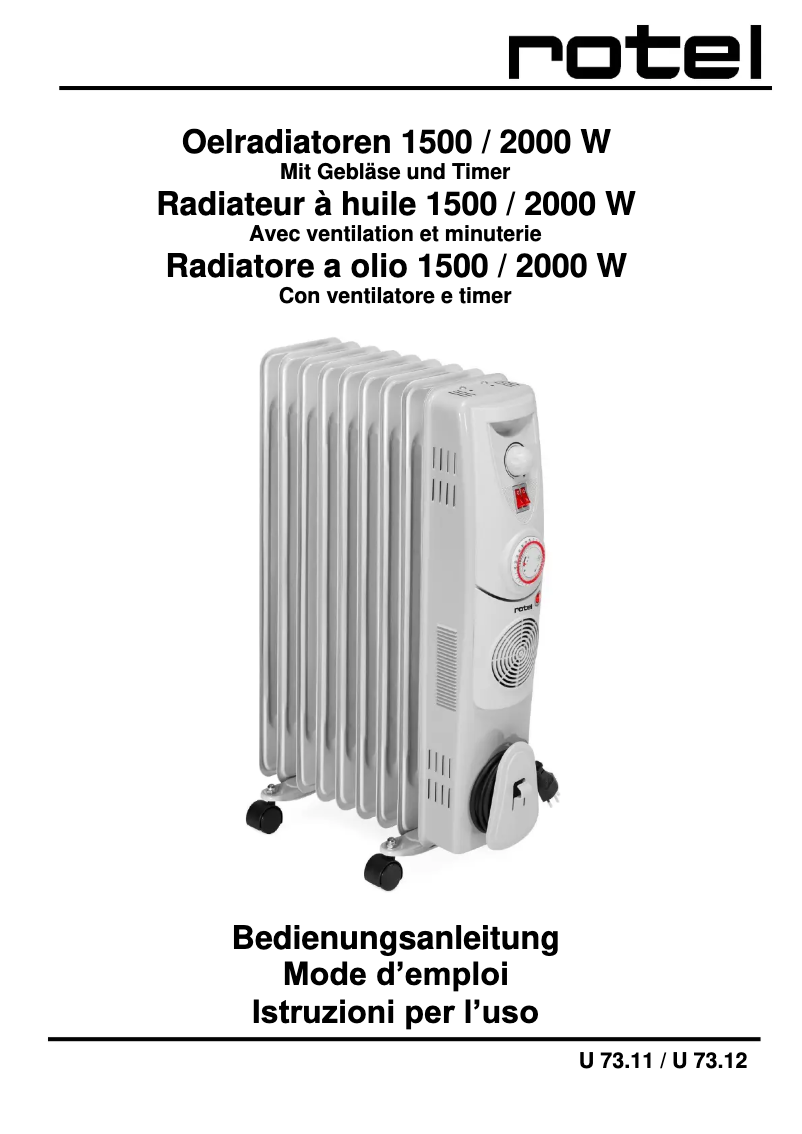 Page 1 de la notice Manuel utilisateur Rotel U 73.12CH