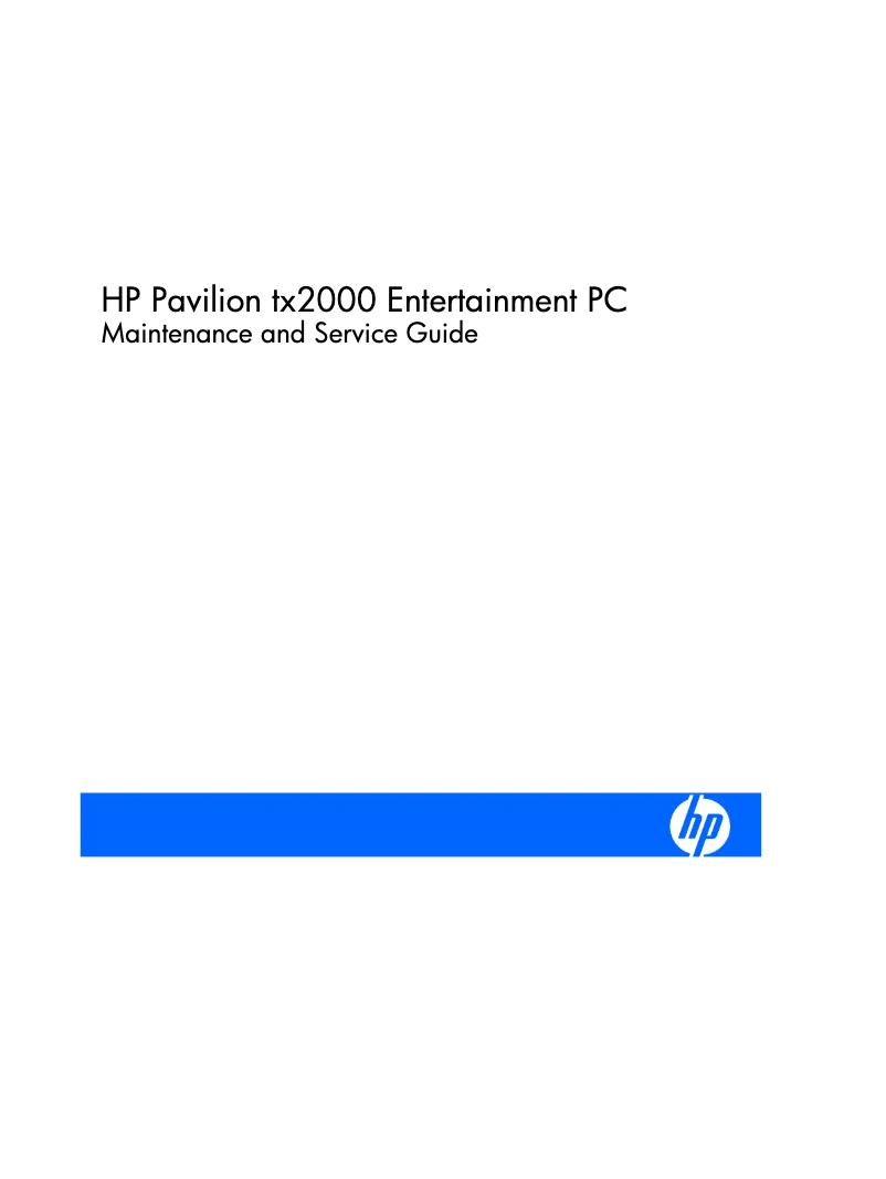 Page n°1 - Manuel utilisateur HP Pavilion tx2000