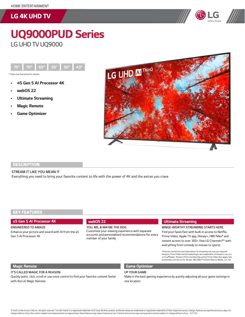 Image de la première page du manuel de l'appareil 55UQ9000PUD