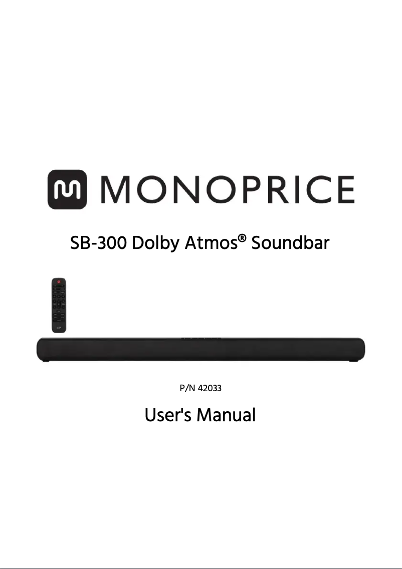 Page 1 de la notice Manuel utilisateur Monoprice SB-300