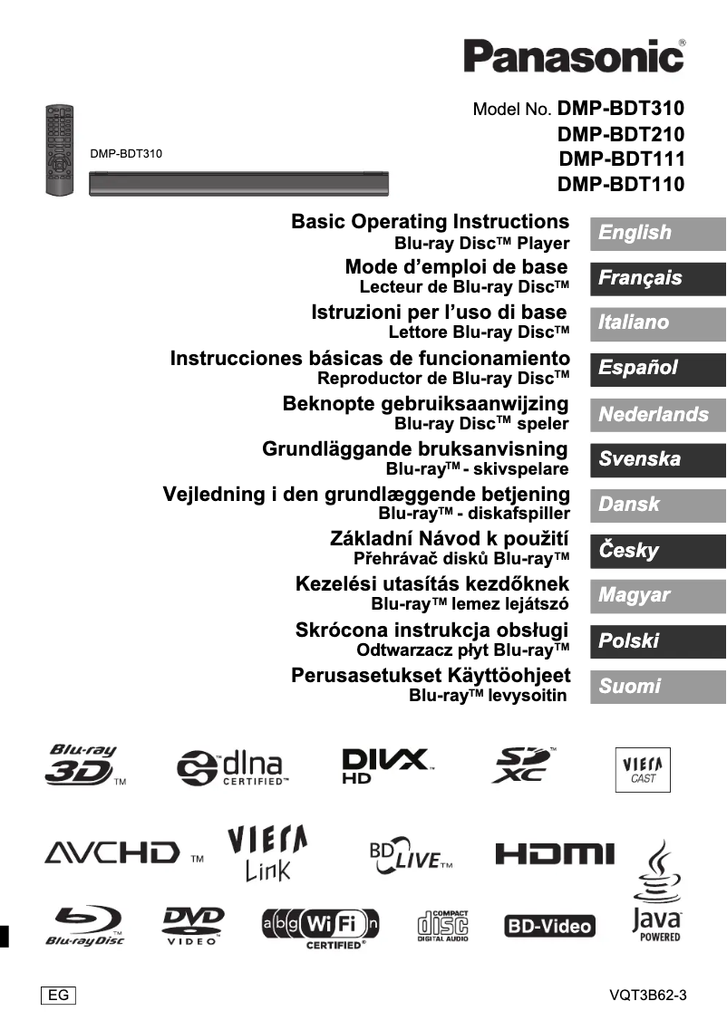 Image de la première page du manuel de l'appareil DMP-BDT210
