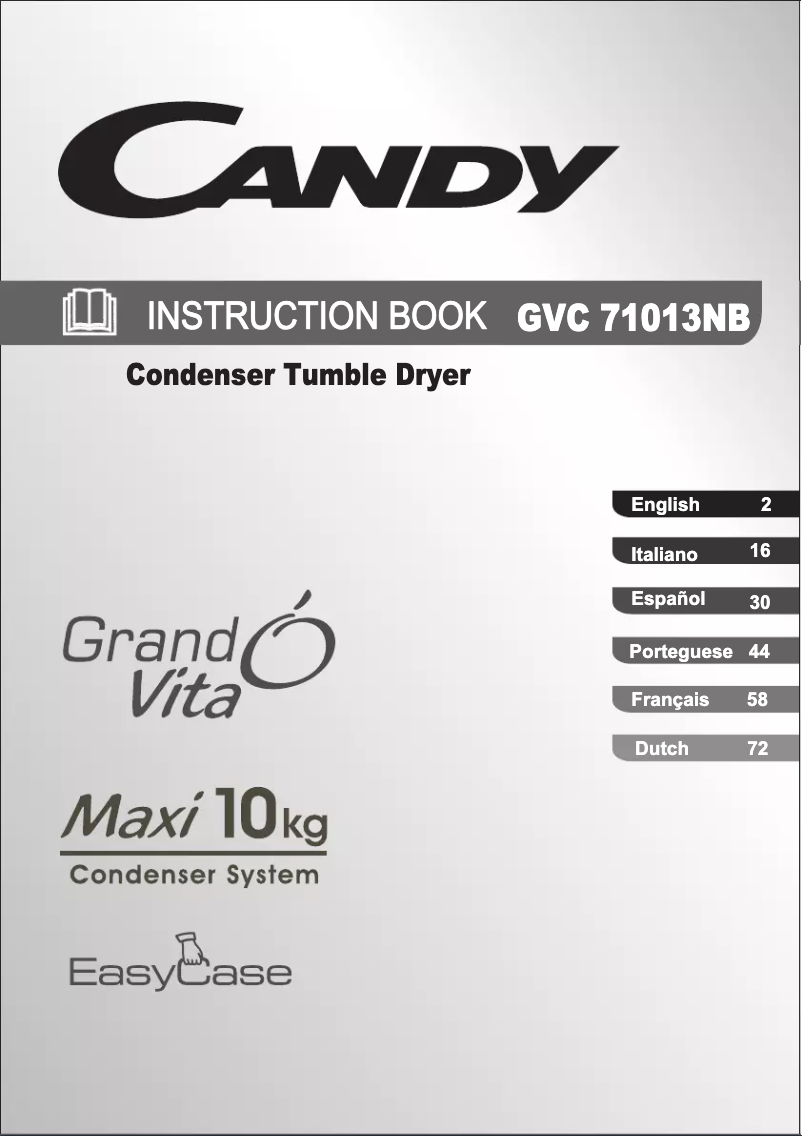 Page 1 de la notice Manuel utilisateur Candy GVC 71013NB-S