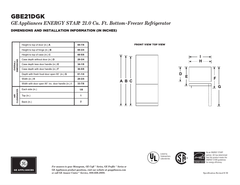 Imagen de la primera página del manual del dispositivo GBE21DGKBB