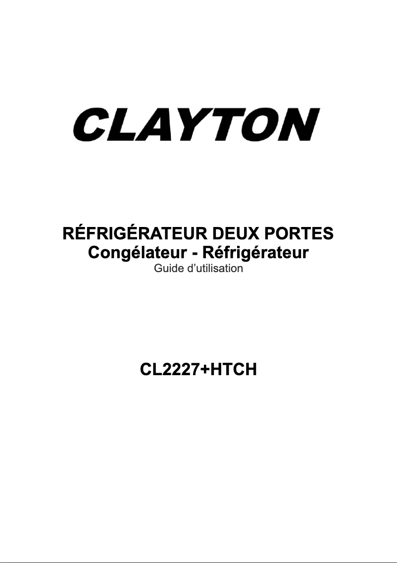 Page 1 de la notice Manuel utilisateur Clayton CL2227+HTCH