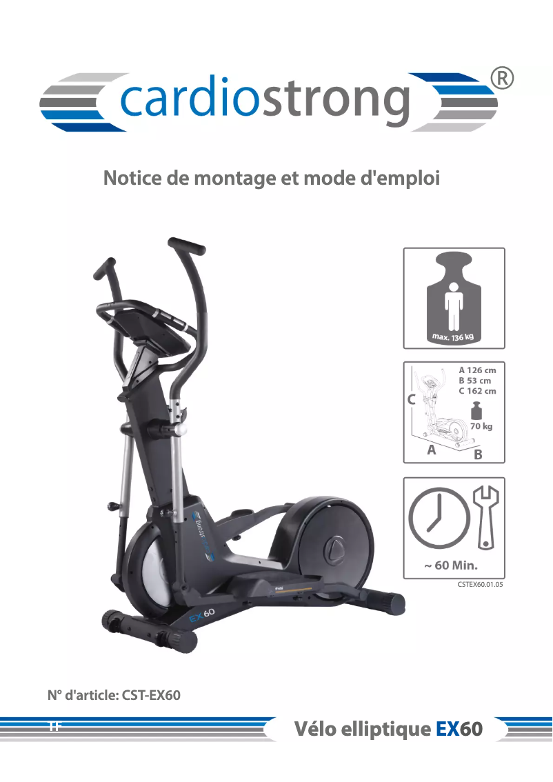 Page 1 de la notice Manuel utilisateur Cardiostrong EX60