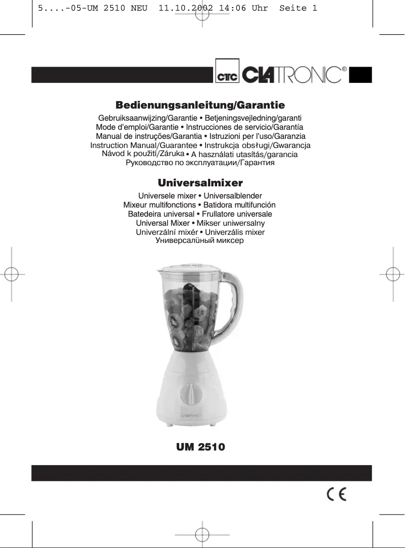 Page 1 de la notice Manuel utilisateur Clatronic UM 2510