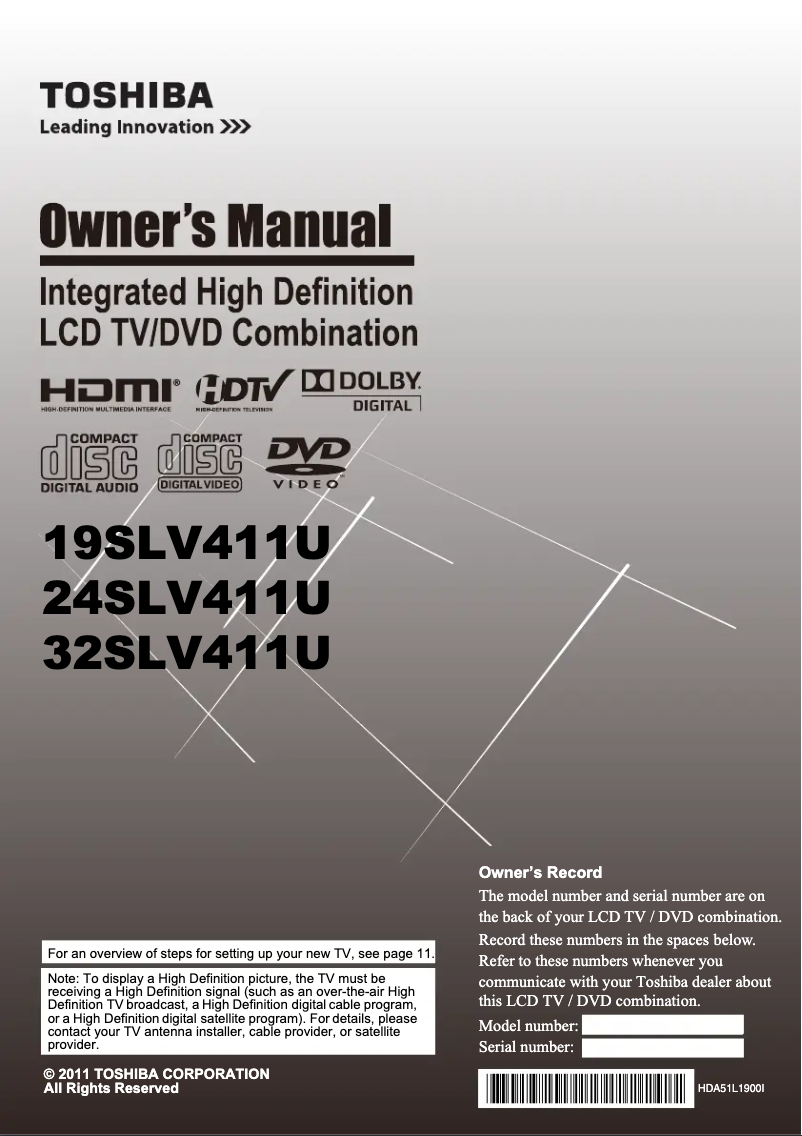 Page n°1 - Manuel utilisateur Toshiba 32SLV411U