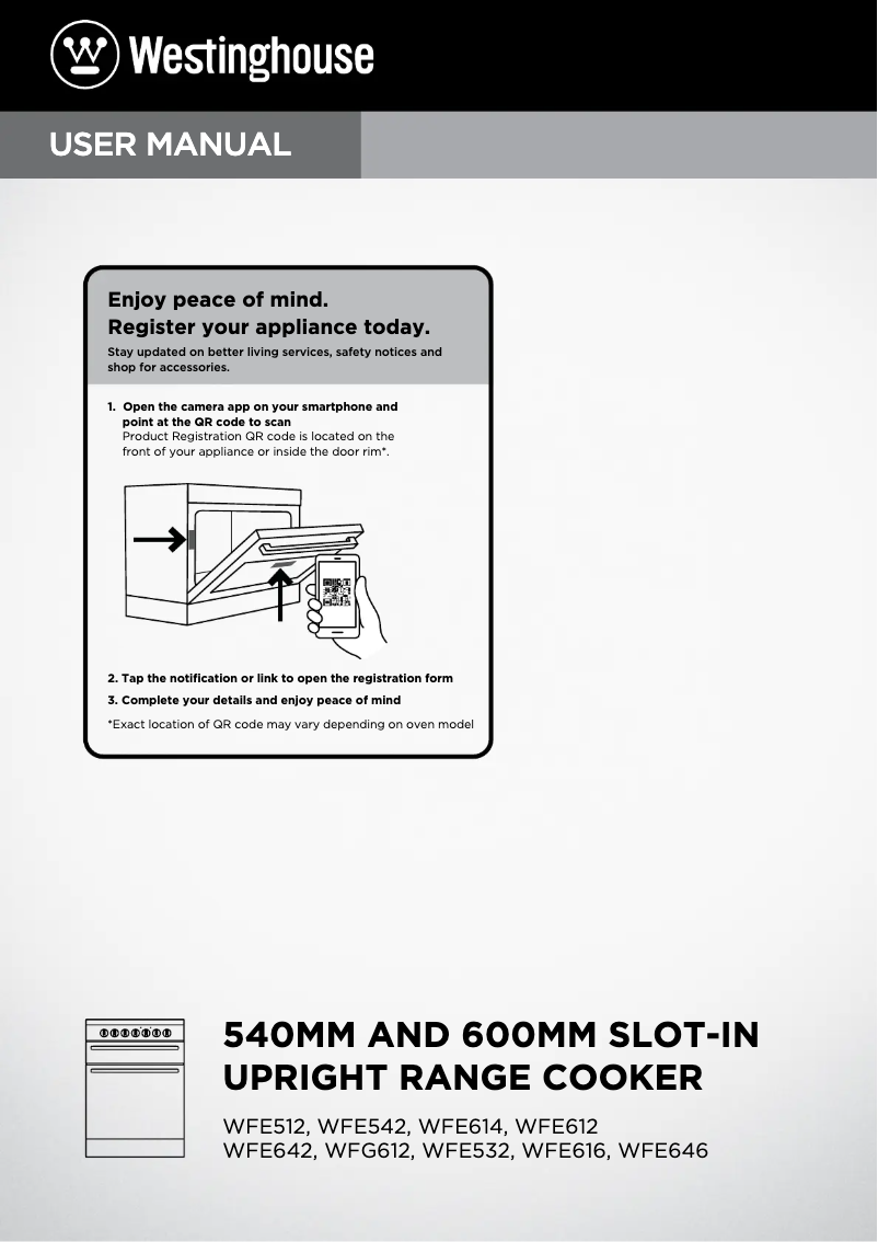 Page 1 de la notice Manuel utilisateur Westinghouse WFG612SCH