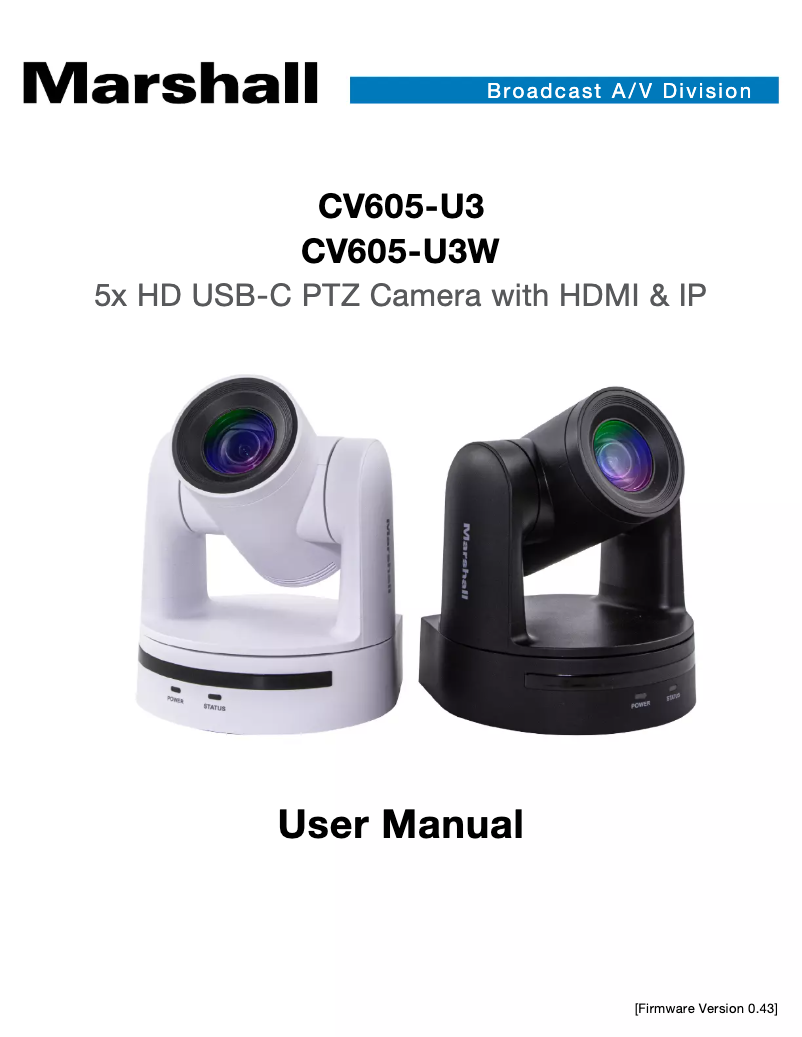 Page 1 de la notice Manuel utilisateur Marshall Electronics CV605