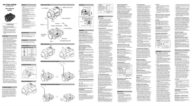 Page 1 de la notice Manuel utilisateur Nitecore NPL25