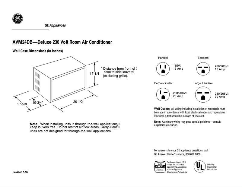 Page n°1 - Fiche technique GE AVM22DB