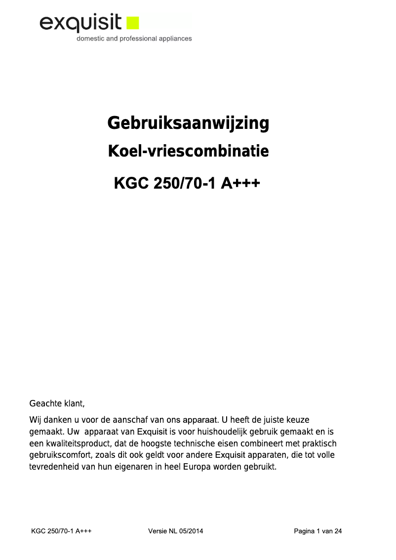Image de la première page du manuel de l'appareil KGC 250-70-1 A