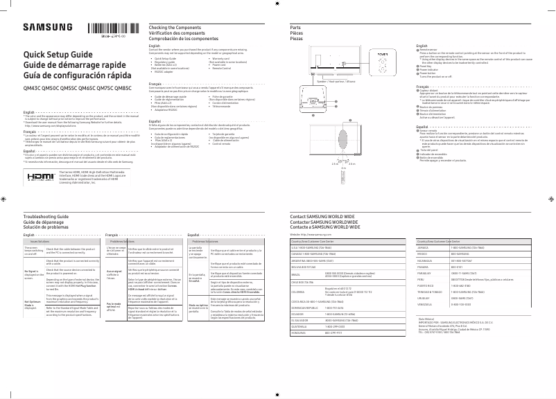 Page 1 de la notice Manuel utilisateur Samsung QM43C