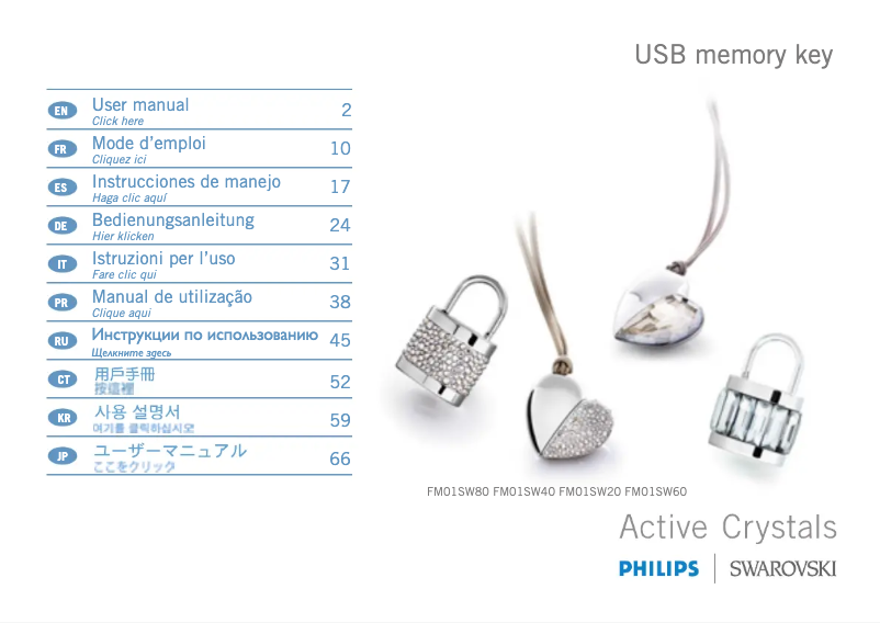Page 1 de la notice Manuel utilisateur Philips Swarovski FM01SW60