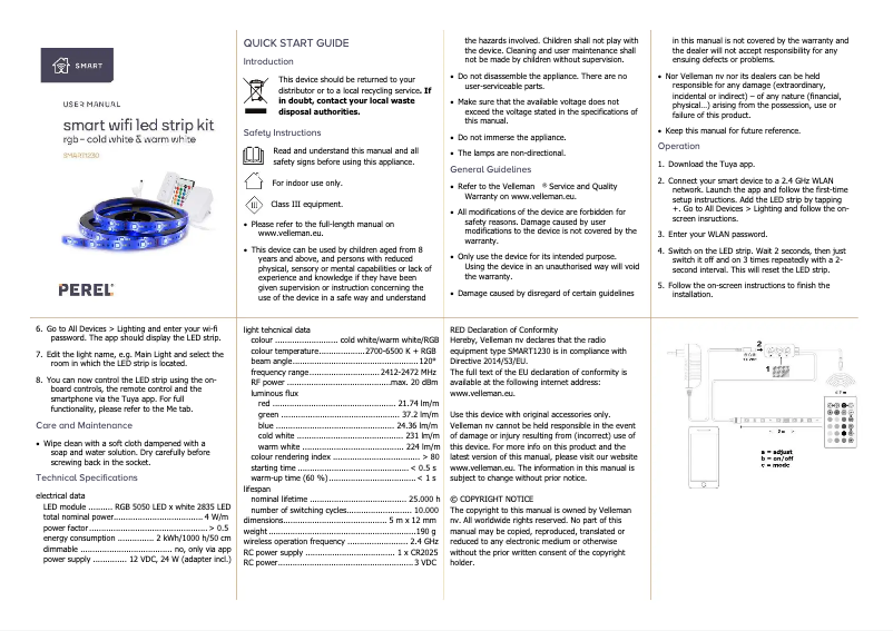 Page 1 de la notice Manuel utilisateur Perel SMART1230