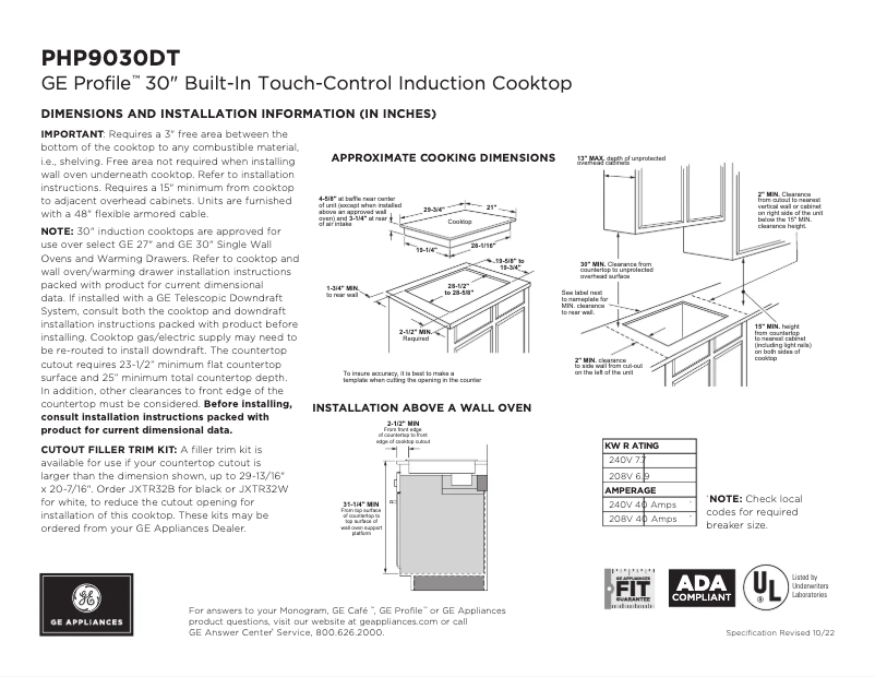 Image de la première page du manuel de l'appareil Profile PHP9030DTBB