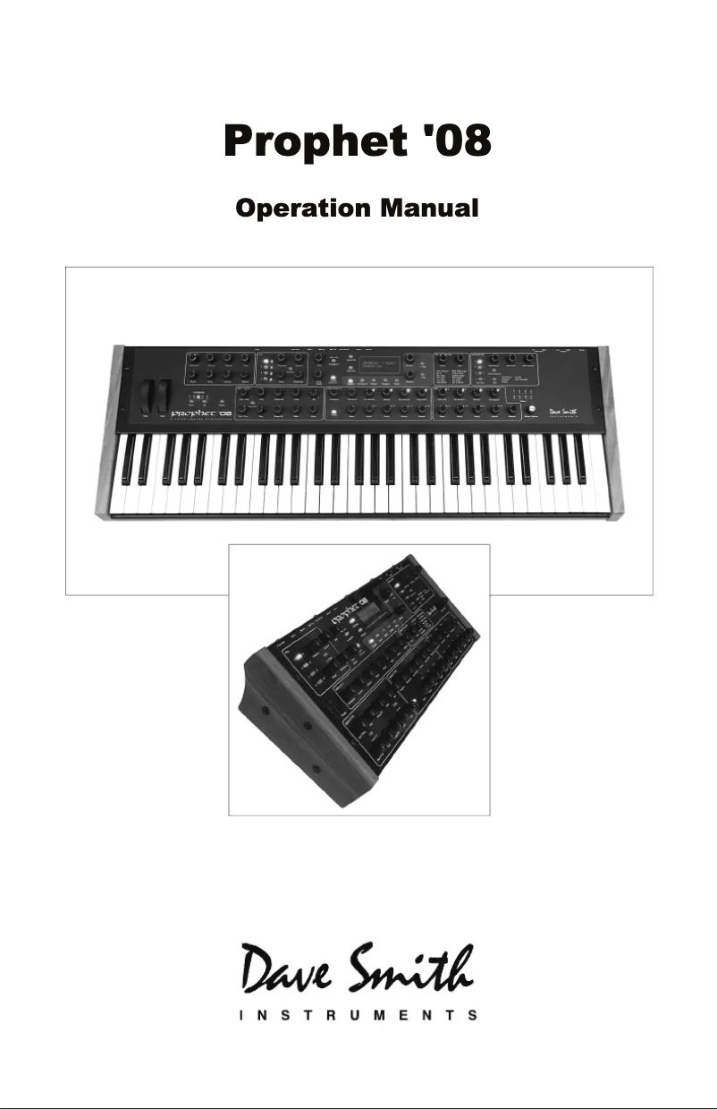 Page 1 de la notice Manuel utilisateur Dave Smith Prophet ’08