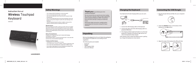 Page 1 de la notice Manuel utilisateur Sandstrøm SMEDIAKB