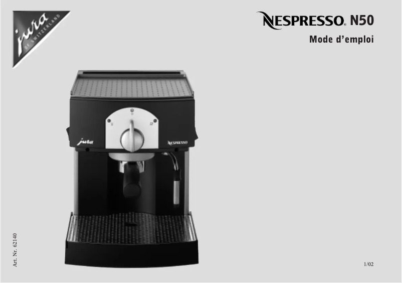 Page 1 de la notice Manuel utilisateur Jura Nespresso N50