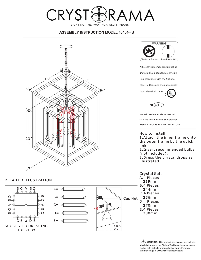 Page n°1 - Manuel utilisateur Crystorama Hollis 8404-FB