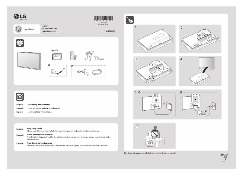Page 1 de la notice Manuel utilisateur LG 24LM520D-WU