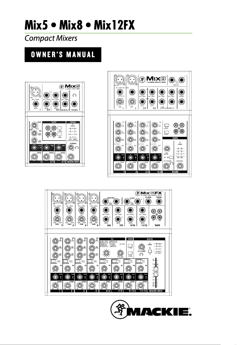 Page 1 of the manual User Manual Mackie Mix12FX