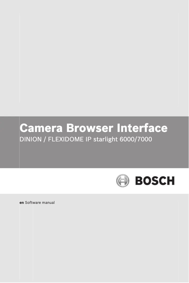 Page 1 of the manual User Manual Bosch FLEXIDOME IP starlight 6000 VR