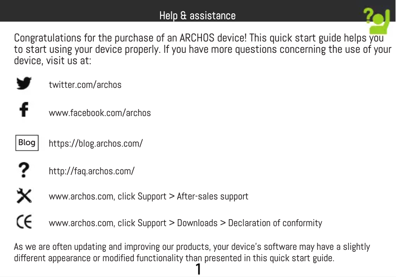 Page 1 de la notice Manuel utilisateur Archos 55 Helium 4Seasons