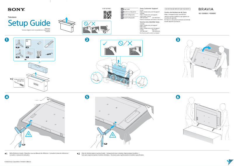 Page 1 de la notice Guide d'installation Sony KD-50X80K