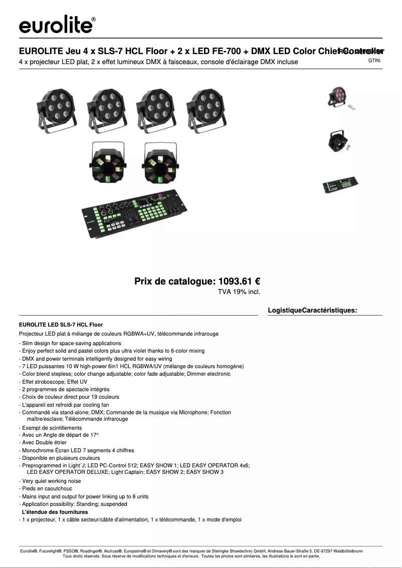 Page n°1 - Fiche technique Eurolite LED SLS-7
