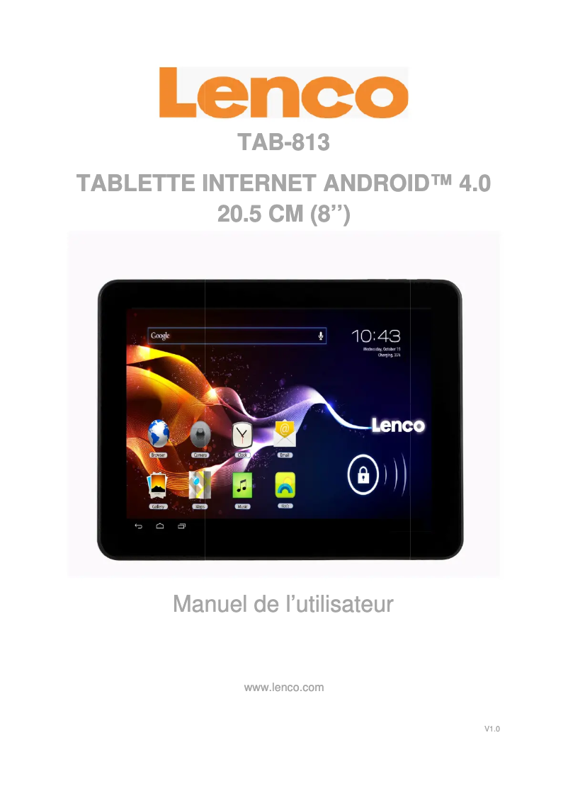 Page 1 de la notice Manuel utilisateur Lenco TAB-813