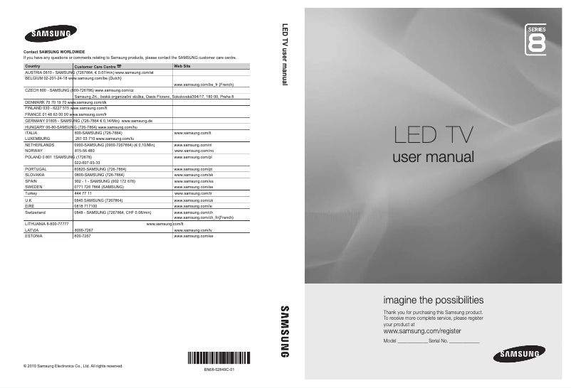 Page n°1 - Manuel utilisateur Samsung UE46C8705