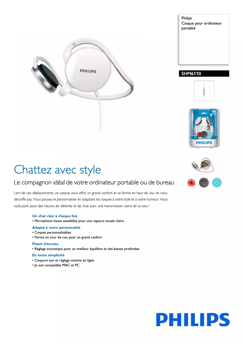 Page n°1 - Fiche technique Philips SHM6110