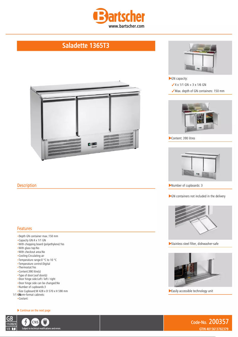 Image de la première page du manuel de l'appareil 1365T3