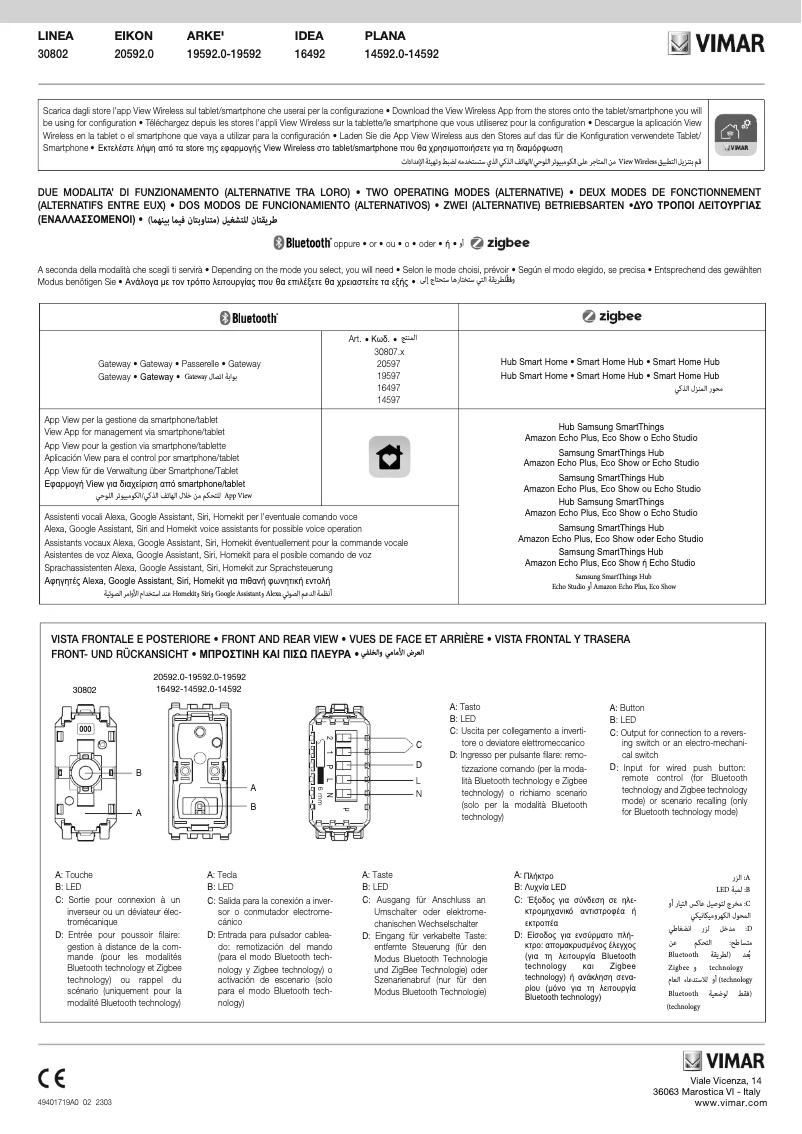 Página 1 del manual Instrucciones / montaje Vimar 20592.0